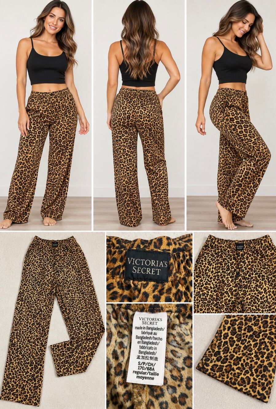 Victoria’s Secret Women’s Small Leopard Print Pajama Lounge Pants Y2K